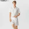 Survêtements pour hommes Ensemble pour hommes Solide Transparent Polo Col Chemise à manches courtes et deux pièces Vêtements de rue Vacances 2023 Ensemble pour hommes S-5XL Q240228