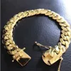 Mens Cuban Miami Link Bracelet 14k Gold Filled Over Solid 10mm Wide262N