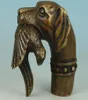 Dekoration Copper Crafts Chinese Old Bronze Hand Carved Dog Bitten Birds Statue Cane Walking Stick Head 9244362