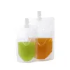 Partihandel 100 ml-500 ml Stand Up Plastic Drink Packaging Bag Spout Vouch For Beverage Juice Milk Wedding Party Drinking Pouches With Munstycke LL