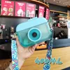 Bottiglie d'acqua Fotocamera creativa carina per bambine da 400 ml con corda di paglia in plastica BPA gratuita a tenuta stagna EDC tazze per bevande portatili regalo