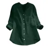 Blusas femininas manga comprida camisas de linho de algodão e para as mulheres 2024 primavera verão camisa simples botão acima crewneck oversized topo blusas