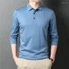 Polos pour hommes Top Grade Mercerized Cotton à manches longues Polo-shirt Spring Automne Business Casual Classic Classic Color Couleur