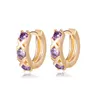 18K Yellow Gold Plated WhitePurple Cubic Zircon X Hoops Earrings for Children Girls Women Lovely Earrings Gift for Kids8273672