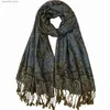 Foulards Pashmina Foulard en soie Châle Sac Paisley Fleur Bordure Rave 2 couches Réversible Vintage Femmes Gland 70x180cm 200g Q240228