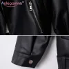 Jackets Aelegantmis Women Loose Faux Leather Jacket Classic Retro Rivet Moto Biker Jacket Ladies Basic Coat Y2k Girl Outerwear