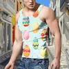 Heren tanktops Heren Paasvest Feestelijk Informeel Dagelijks Slim Fit Buitenoverhemd 3D-geprint Ei Korte mouw T