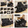 Blankets Black Designer Blanket White Letter Leisure Travel Shawl Office Air Conditioning Er Europe Plaid Gift Box Decorative Drop D Dhay1