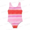 Trendy Girls Swimsuits Toddler Kids One-Pieces Swimwears Children Bikini Summer Full Letter Printed Beach Pool Sport Bathing Neckline Swimsuit