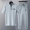 Men's Tracksuits 2017 Summer New Ice Cool Short sleeved T-shirt Set for Mens Casual Loose Comfortable High Quality Large Two Piece Set Q240228