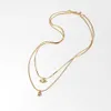 Dainty Gold Necklace Women Girls Opal Necklace Double Leaer Chain Simple Clavicle ChainNecklace Clavicle Chain Jewelry261T