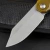 A2351 High End Flipper Folding Knife 14C28N Stone Wash Blade PEI with Steel Sheet Handle Ball Bearing Fast Open Flipper Folder Knives Outdoor EDC Tools