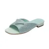 Luxo bordado tecido slide chinelos moda bordado pvc patente mula sandália mulheres sapatos apartamentos metálico salto baixo praia piscina flip flops verão cristal slider