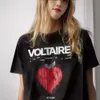 Zadig Voltaire Nouveau créateur de coton d'été T-shirt Simple Classic Letter Love Print Pullover Tee Femmes Casual polyvalent à manches courtes courte Tops 187