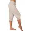 Jean Capri pour femme, pantalon de Yoga, ample, avec cordon de serrage, pantalon de pyjama, pantalon de jogging avec poches