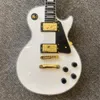 Customized electric guitar, bright white body, ebony fingerboard, 2 pickups, gold hardware, free shipping