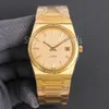 Top elegante orologio meccanico automatico a carica automatica da uomo quadrante oro argento vetro zaffiro 37 mm Cal.2455/2 orologio da polso dal design classico con cinturino in acciaio inossidabile VC15