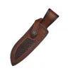 S2264 Two-layer general-purpose cowhide leather, Genuine Leather Knife Sheath for Fixed Blade 6.5 Inch Knives Brown Basket Weave Sheaths with Belt Holder