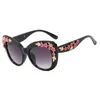 Monturas de gafas de sol 2024, gafas con estampado de moda, gafas de ojo de gato con flores, gafas ópticas clásicas de marca para mujer, montura de gafas antiazules para mujer al aire libre