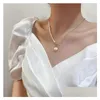 Smycken koreanska vintage naturligt sötvatten pärlhalsband för kvinnor guld färg länk kedja asymmetrisk växel lås cirkel choker halsla dhhab