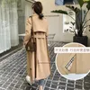 Womens Long Trench Coats V Neck Double-Breasted Windproof Jacket with Belt Fall Fashion Street Wear Size S-XL Drop240228