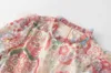 2024 Lente Zomer Chiffon Bloemenprint Damesjurk Geplooide Opstaande Kraag Rits Lange Mouwen Vrouw Casual Lange Jurken AS038