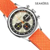 Watches SeaKoss Seagull Movement 1963 40mm Chronograph Mechanical Watch for Men St1903 Lysande Sapphire Silicone Pilot Clock Wristwatch