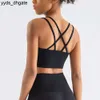 Lu Lu Align Align Tanks Cross Strap Sport Yoga Lemon LL Lemons Sexy rückenfreier Fitness-BH Gym Crop Top Weste High Impact Bralette Push Up Brustpolster Unterwäsche LL