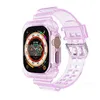 Ontwerper TPU-banden Kleurverloopband Horlogekast Onepiece Volledig beschermende vervangende armbandbanden voor Apple Watch iWatch Series 8 7 6 SE 5 4 3 Maat 4041 4445 mm Ult