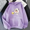 Dames Hoodies Mopshond Dames Grappig Kawaii Grafische Blouse Vrouwelijke Harajuku Fleece Capuchon Sweatshirt Anime Kleding Lichte Strech