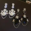 Baumelnde Ohrringe, übergroß, Strass, lange Quaste, Tropfen, für Damen, luxuriös, übertrieben, unregelmäßig, oval, Edelstein-Schmuck, Geschenke 2024