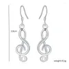 Boucles d'oreilles pendantes en argent Sterling 925 pour femmes, bijoux fins, cadeau de saint-valentin, Notation musicale romantique, goutte