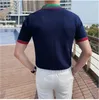 Polos masculinos marca de moda camisa polo verão gola mandarim ajuste fino botão cor sólida respirável casual roupas masculinas
