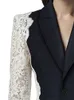 Deat Fashion Womens Blazer Fashion أحرز الدانتيل المرقع على الأكمام الطويلة جاكيتات الخريف الخريف 2024 17A1298240228