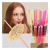 Drinking Straws 240X5Mm Handicraft Drinking St Kid Birthday Party Wedding Fluorescence Umbrella Decor Sts Bar Disposable Drink Tools E Dh20H