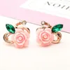 Stud Oorbellen Oorbellen Promotie 2024 Hoge Rose Plaat Kristal Bloem Druif Kwaliteit Plant Vrouwen Brincos Groothandel Sieraden