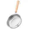 Pannor 316 Rostfritt stål Pan Omelette Stek biff honungskaka non-stick (14 cm) litet ägg för ägg trä platt stekpanna