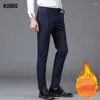 Pantalon pour hommes Kubro Style britannique Automne Hiver Costume Épaissi Velours Doux Chaud Slim Droite Élasticité Pantalon d'affaires