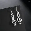 Boucles d'oreilles pendantes en argent Sterling 925 pour femmes, bijoux fins, cadeau de saint-valentin, Notation musicale romantique, goutte