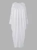 Vonda artı beden kadın maxi elbise yaz sundress uzun kollu beyaz dantel bornoz kadın tatil patchwork rahat uzun vests 240228
