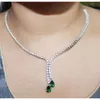 De flesta säljer 14K Gold 7.11 CTW Diamond 14K White Gold Emerald Necklace Set för årsdag och engagemang