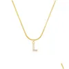 Pendant Necklaces Inlaid Zircon Letter Initial Pendant Necklace For Women Gold Chain Cute Charms Collier Alphabet Necklaces Jewelry Fr Dhcq7