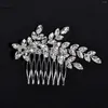 Hair Clips Shiny Rhinestone Combs For Bride Wedding Jewelry Glossy Crystal Leaf Hairpins Side Women Girls Party Headpiece