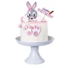 New Cute Bunny Toppers Rabbit Birthday Theme For Girl Boy Easter Party Decorations Cake Flags