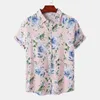 Men's T-Shirts Hawaiian linen shirt mens shirt luxury brand mens T-shirt mens free delivery mens clothing fashion Tiki Blouses Social J240228