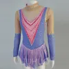 LIUHUO Personnaliser les couleurs robe de patinage artistique filles adolescents jupe de danse de patinage sur glace cristaux de qualité extensible Spandex vêtements de danse Performance de ballet violet BD3245