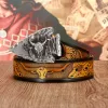 Ceintures Western Cowboy Men's Leather Personalité Dai Emed Belt Youth Fashion Trend Domineering Bull Head