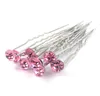 Cała biżuteria mody 200pcs Wedding Bridal Pink Crystal Hair Pins Akcesoria do włosów 5928181
