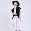 Casual Dresses Est French Style Shirt Dress 2024 Fashion Summer Short Sleeve Mid-Length Pleated Pendulum White Black Women No Belt
