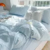 Zestawy Zestaw podwójną kołdrę Płaska arkusz poduszki Silny kolor zestawu łóżka Miękki kołdra Półka Półka Zestaw Nordic Ins Style